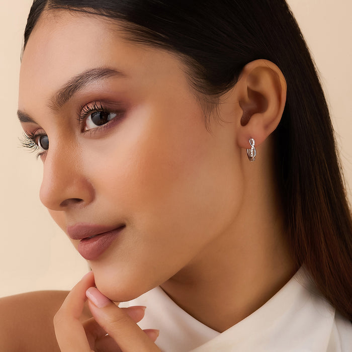 Our Infinite Love Silver Hoop
 Rhodium Plated Earrings