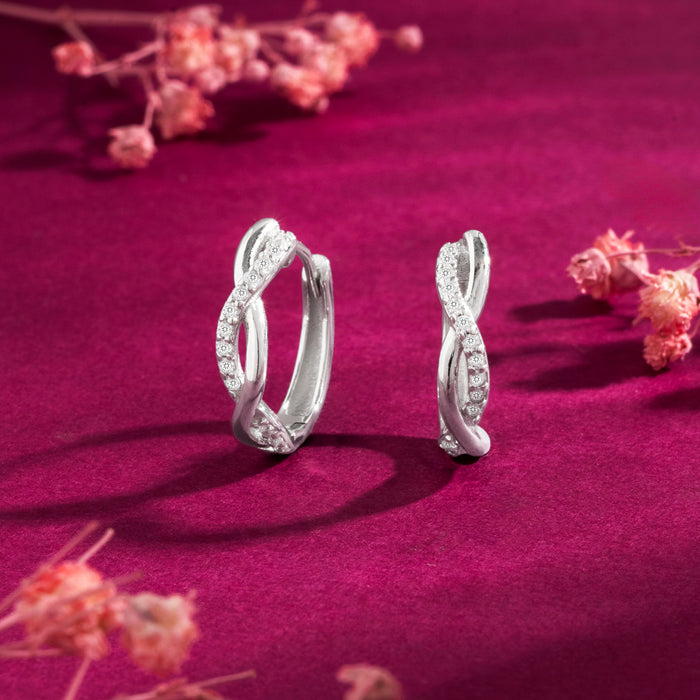 Our Infinite Love Silver Hoop
 Rhodium Plated Earrings