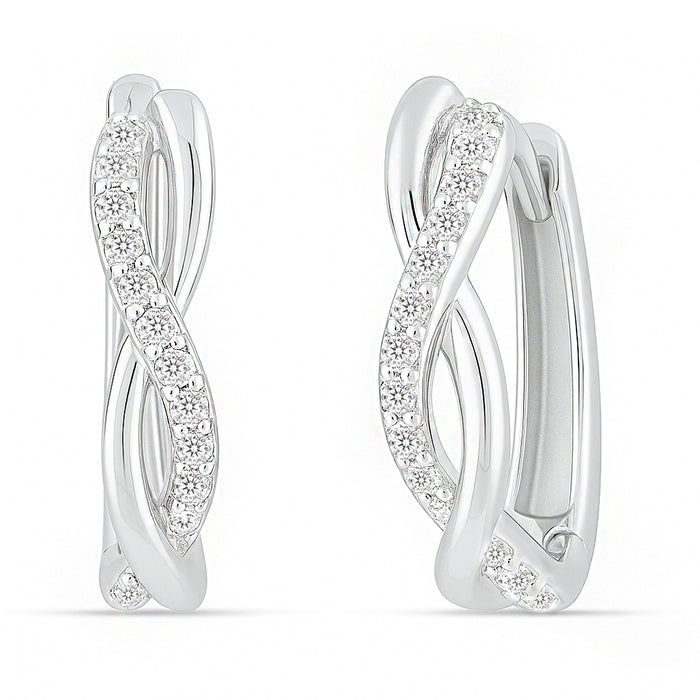 Our Infinite Love Silver Hoop
 Rhodium Plated Earrings