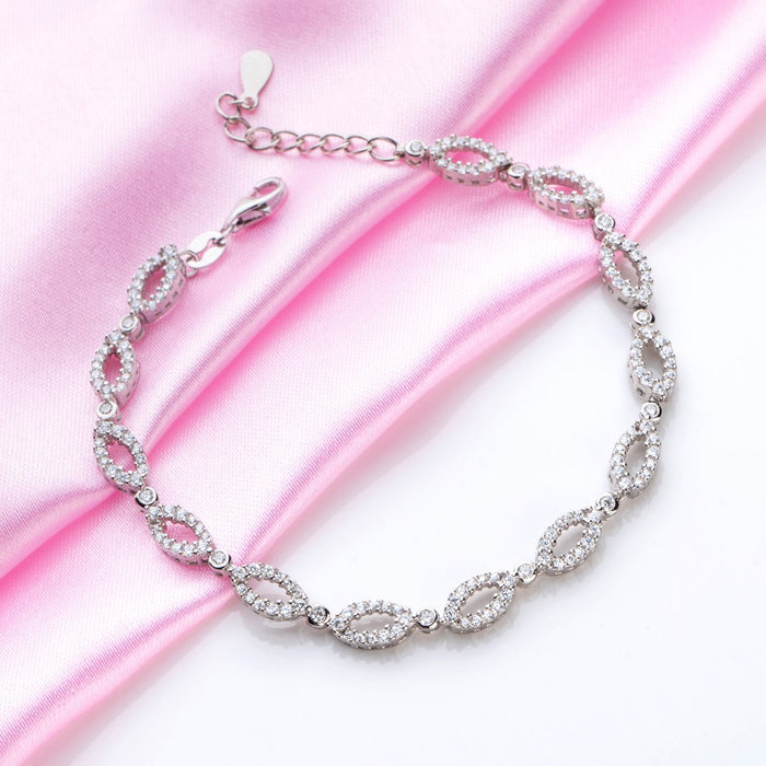 Oval CZ Radiance Rhodium-Plated 925 Sterling Silver Bracelet