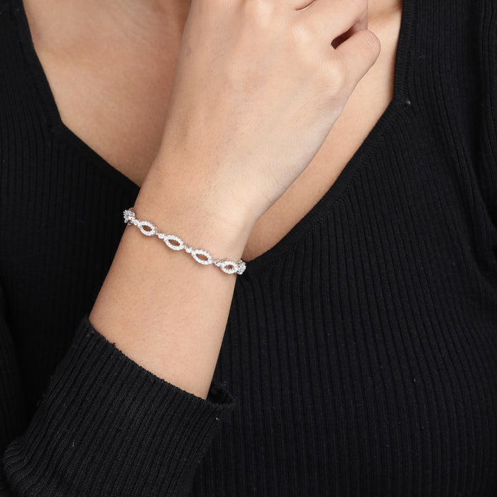 Oval CZ Radiance Rhodium-Plated 925 Sterling Silver Bracelet