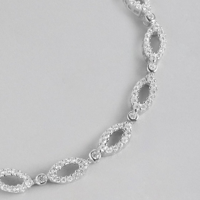 Oval CZ Radiance Rhodium-Plated 925 Sterling Silver Bracelet