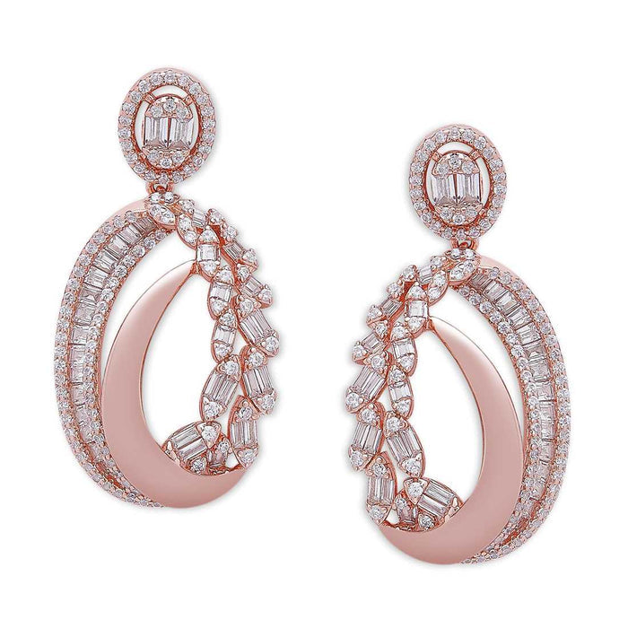 Oval Opulence 925 Sterling Silver Rose Gold-Plated Earring
