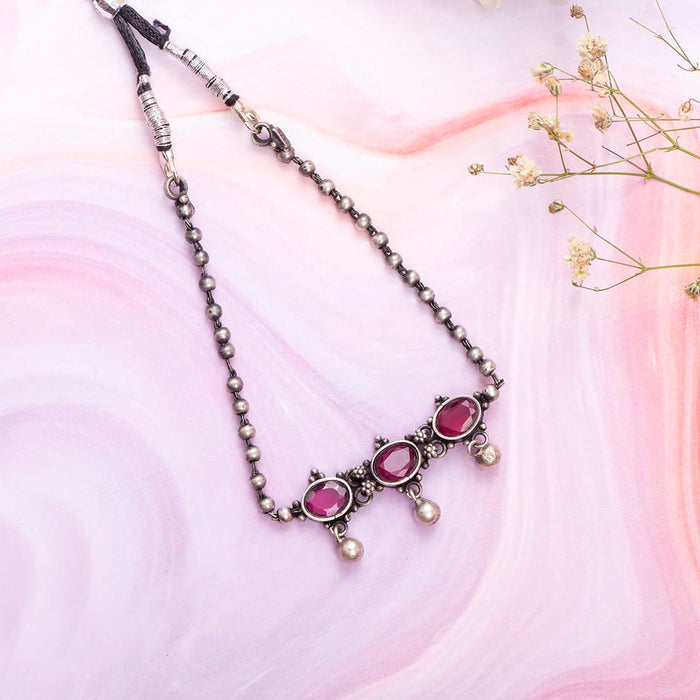 Oxidised Black Thread 925 Sterling Silver Choker Necklace