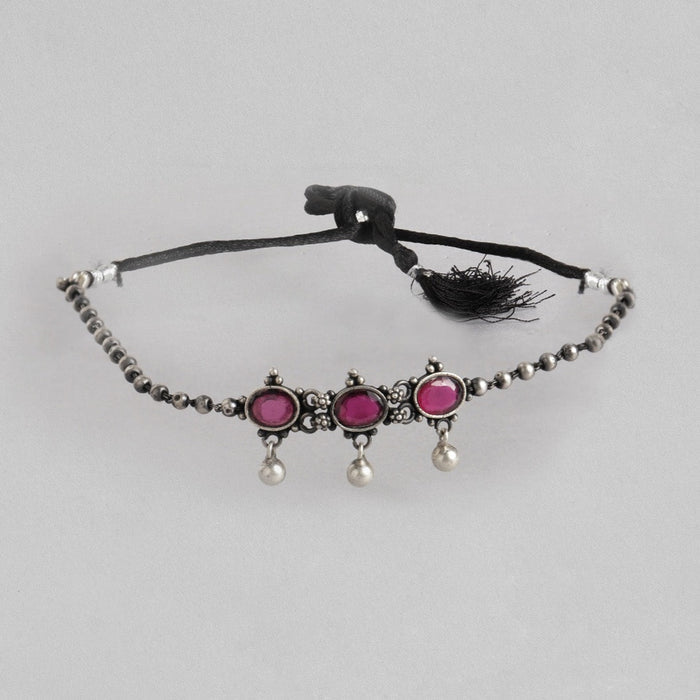 Oxidised Black Thread 925 Sterling Silver Choker Necklace