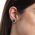 Oxidised Flower 925 Sterling Silver Earrings