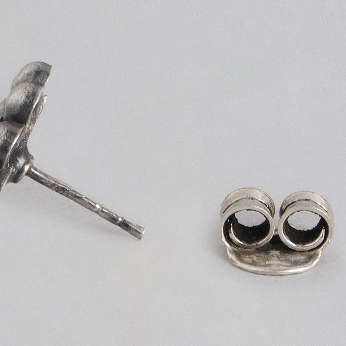 Oxidised Flower 925 Sterling Silver Earrings