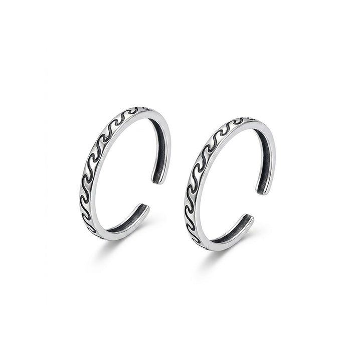 Oxidised Wave 925 Sterling Silver Toe Rings
