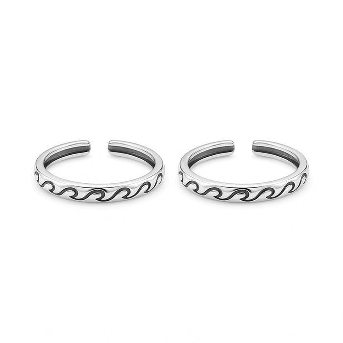 Oxidised Wave 925 Sterling Silver Toe Rings
