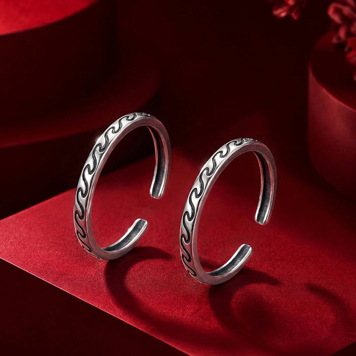 Oxidised Wave 925 Sterling Silver Toe Rings