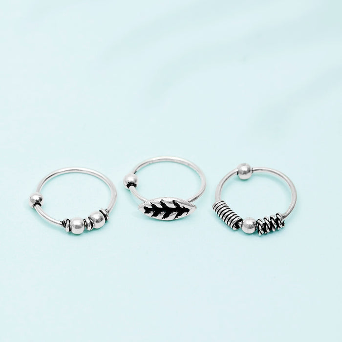 Oxidized 925 Silver Nose Ring Set