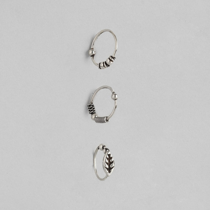 Oxidized 925 Silver Nose Ring Set