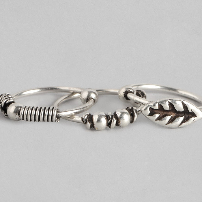 Oxidized 925 Silver Nose Ring Set