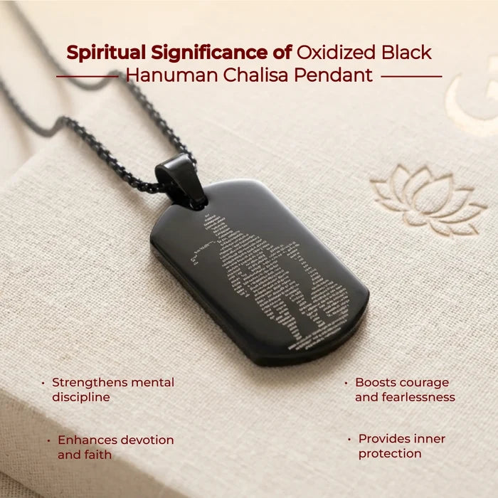 Oxidized Black Hanuman Chalisa Pendant - view 3
