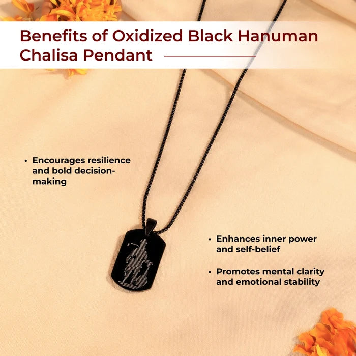Oxidized Black Hanuman Chalisa Pendant - view 4