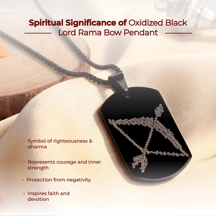 Oxidized Black Lord Rama Bow Pendant - view 3