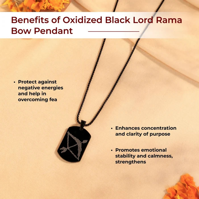 Oxidized Black Lord Rama Bow Pendant - view 4