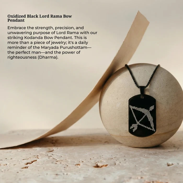 Oxidized Black Lord Rama Bow Pendant - view 5