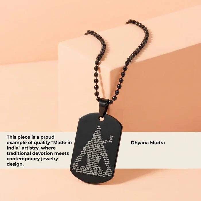 Oxidized Black Mahadev Engraved Pendant - view 3