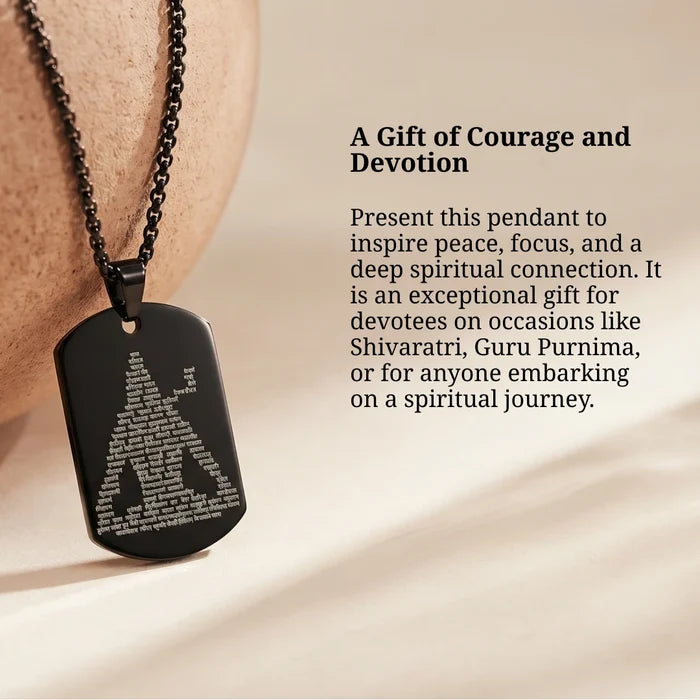 Oxidized Black Mahadev Engraved Pendant - view 5