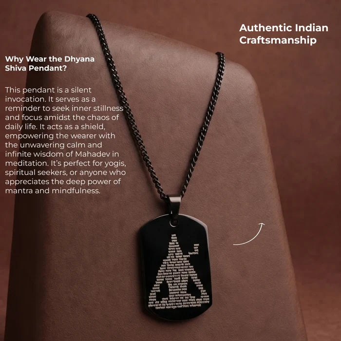 Oxidized Black Mahadev Engraved Pendant - view 6