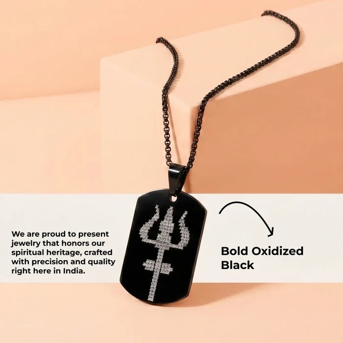 Oxidized Black Mahadev Trishul Pendant