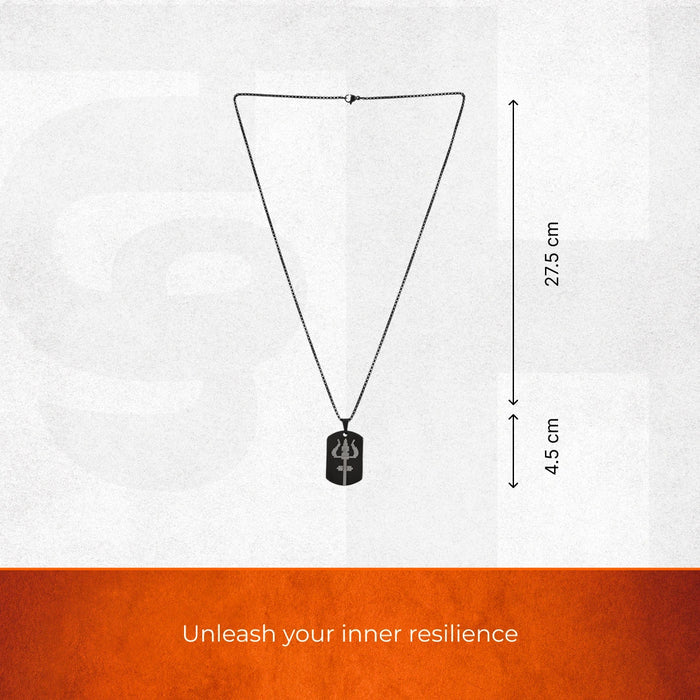 Oxidized Black Mahadev Trishul Pendant - view 2