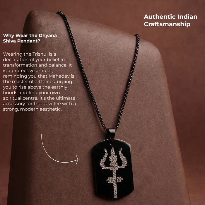 Oxidized Black Mahadev Trishul Pendant - view 5