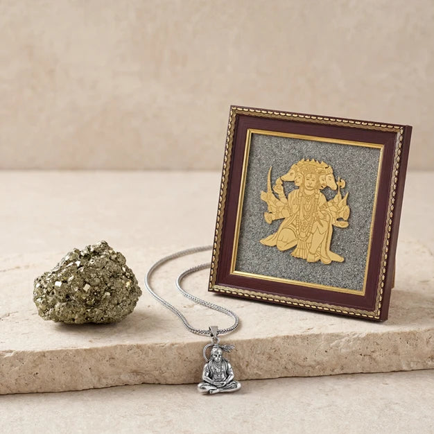 Panchamukhi Hanuman Pyrite Frame for Strength and Protection Combo