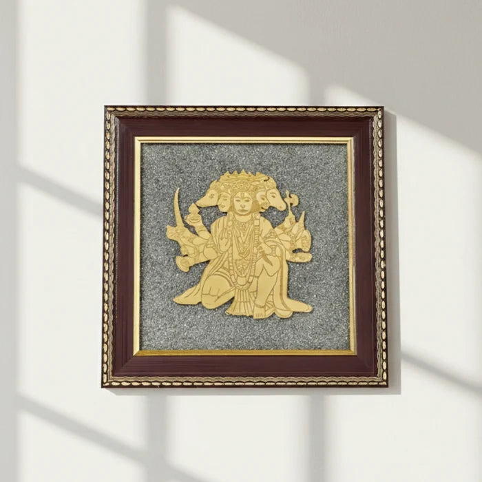 Panchamukhi Hanuman Raw Pyrite Frame for Strength & Protection
