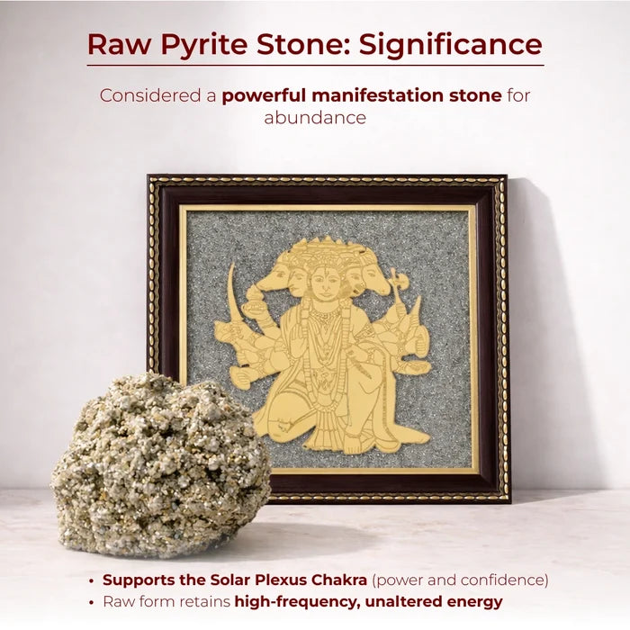 Panchamukhi Hanuman Raw Pyrite Frame for Strength & Protection - view 4