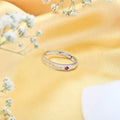 Passionate Love Red Cubic Zirconia 925 Sterling Silver Ring with Love Pattern (Adjustable)