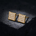 Pavé Square Gold Plated 925 Sterling Silver Men's Stud Earrings