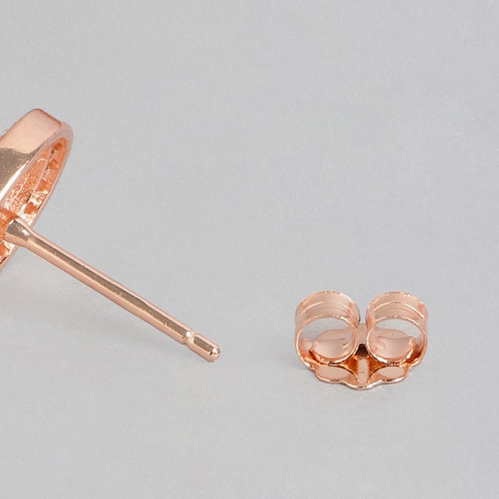 Peace in Circle CZ Rose Gold-Plated 925 Sterling Silver Stud Earrings