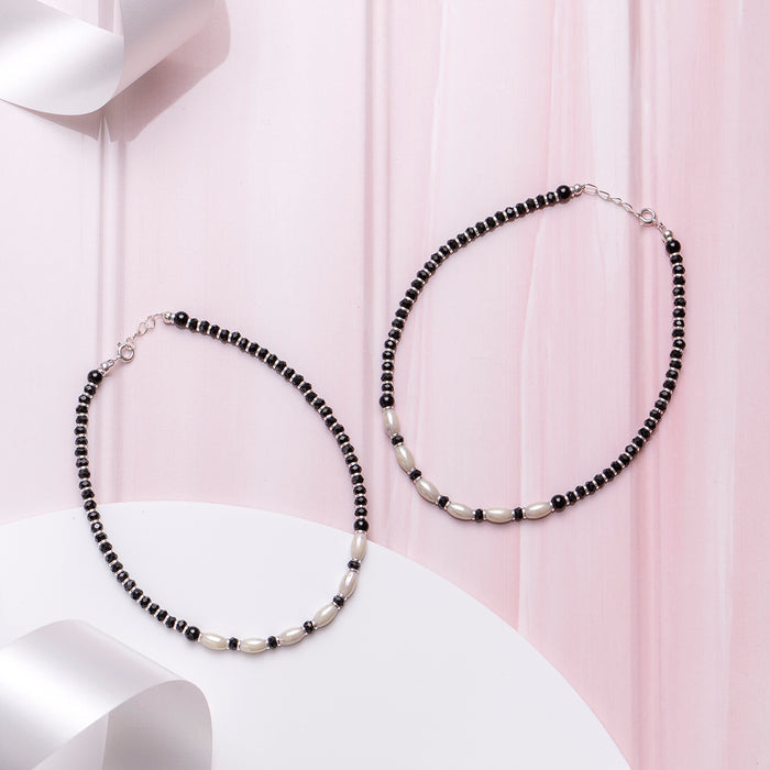 Peach Stone 925 Sterling Silver Anklet
