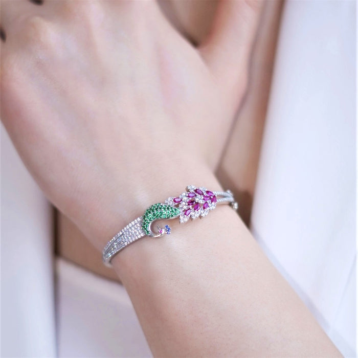 Peacock 925 Sterling Silver Bracelet Gift Hamper