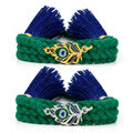 Peacock Feather Rhodium and Gold Plated 925 Silver Rakhi Combo