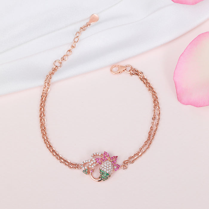 Peacock Grace Rose Gold Plated 925 Sterling Silver Bracelet