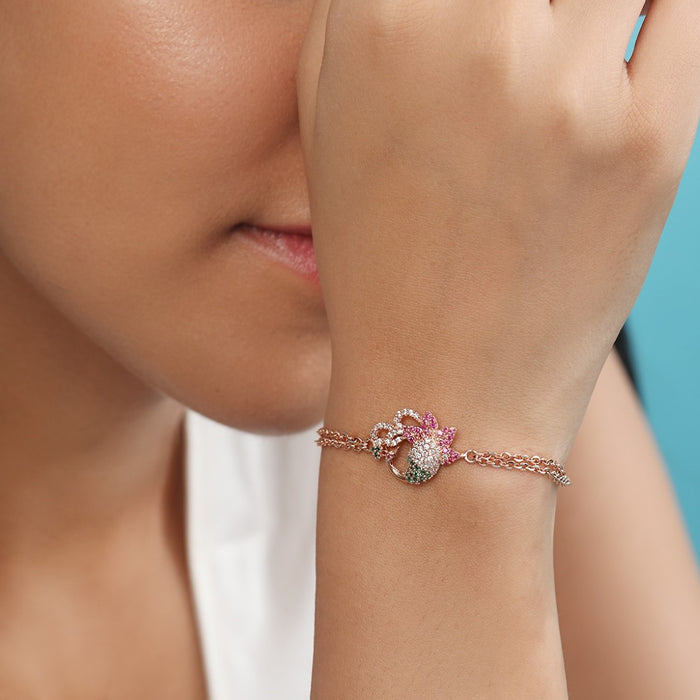 Peacock Grace Rose Gold Plated 925 Sterling Silver Bracelet