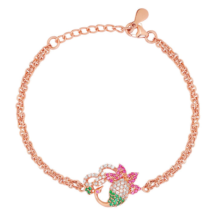 Peacock Grace Rose Gold Plated 925 Sterling Silver Bracelet