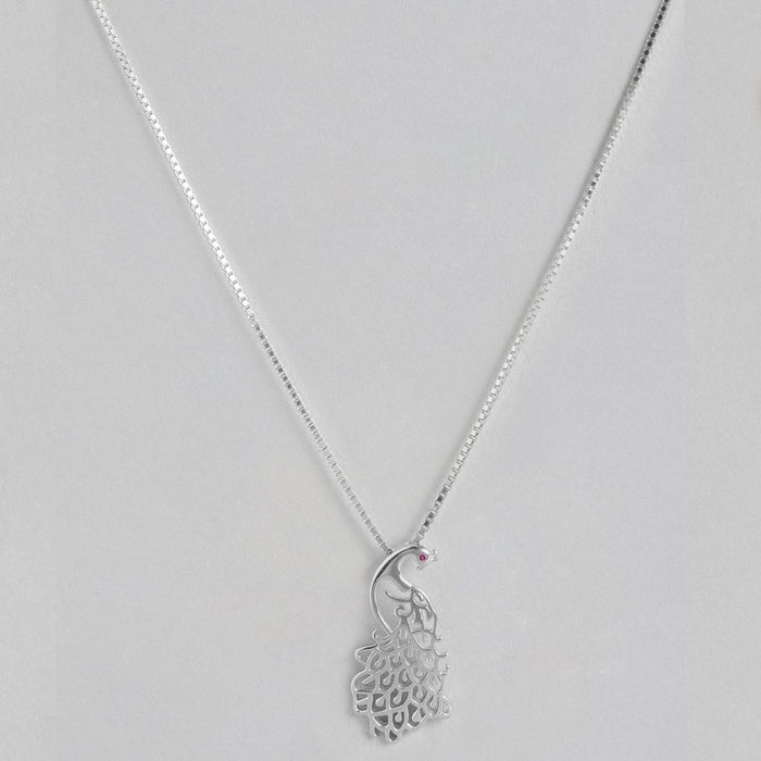 Peacock Necklace 925 Sterling Silver in Rhodium Plated