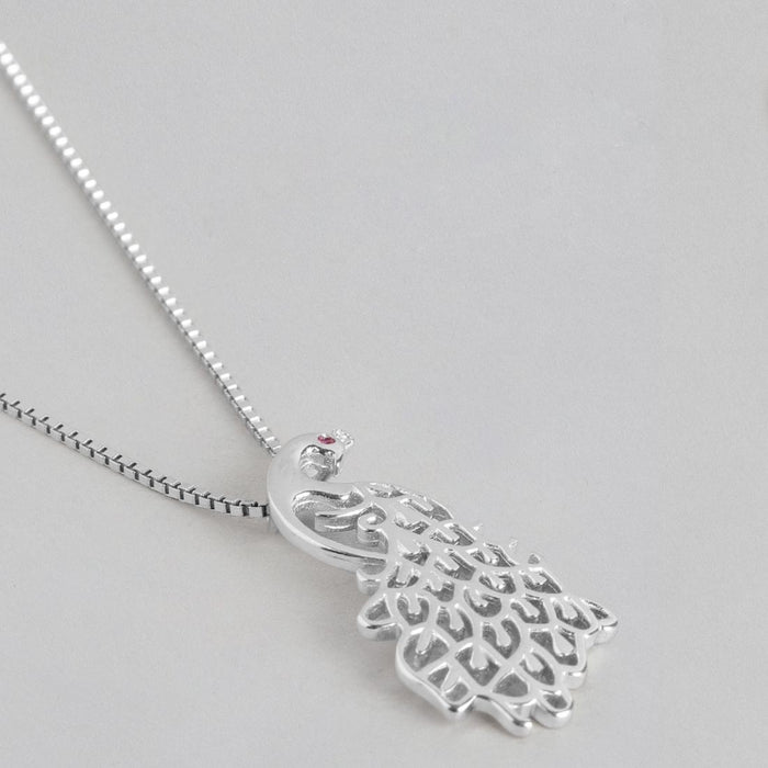 Peacock Necklace 925 Sterling Silver in Rhodium Plated