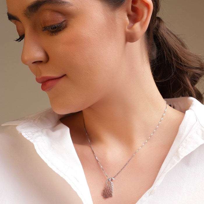 Peacock Necklace 925 Sterling Silver in Rose Gold Plated