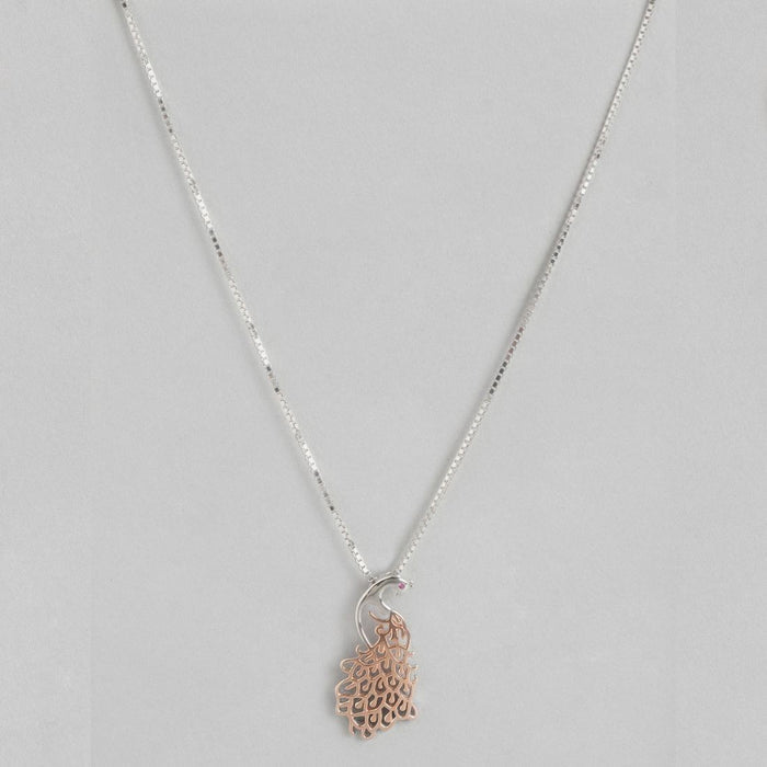 Peacock Necklace 925 Sterling Silver in Rose Gold Plated