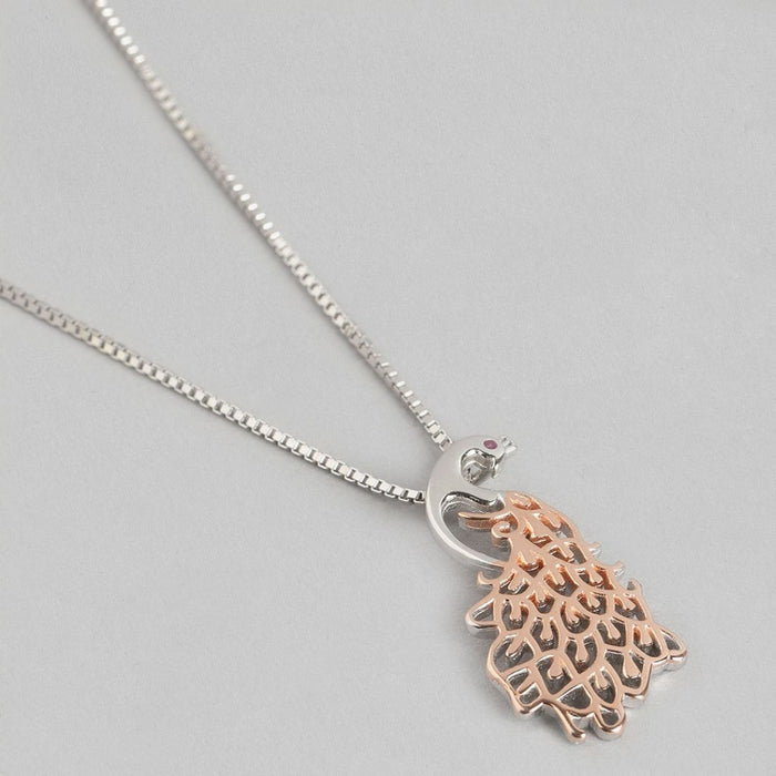 Peacock Necklace 925 Sterling Silver in Rose Gold Plated
