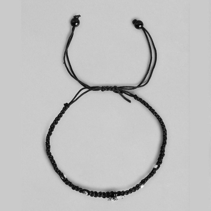 Peacock Plumage 925 Sterling Silver Black Thread Anklet