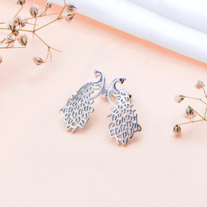 Peacock Rhodium 925 Sterling Silver Stud Earrings