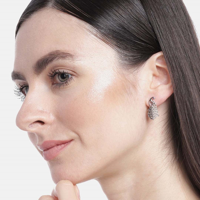 Peacock Rhodium 925 Sterling Silver Stud Earrings