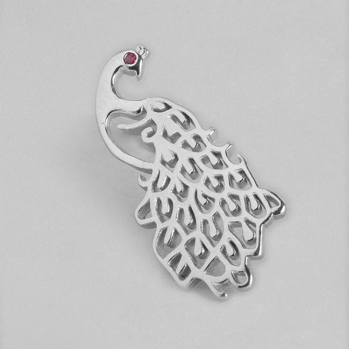 Peacock Rhodium 925 Sterling Silver Stud Earrings