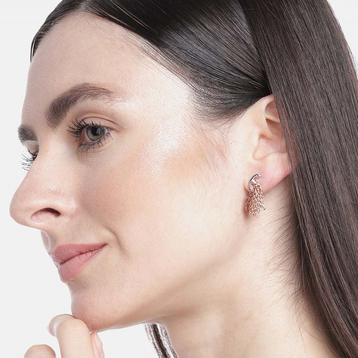 Peacock Rose Gold 925 Sterling Silver Stud Earrings